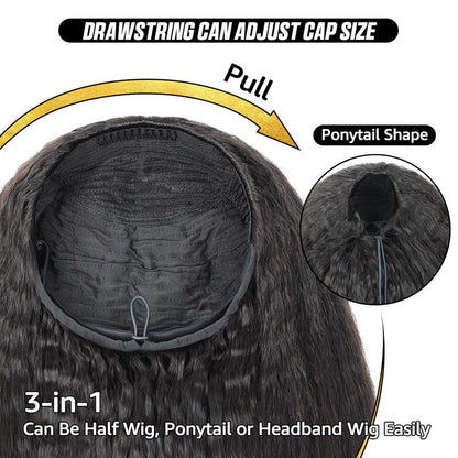 Sale Happening Now:70%OFF[3 In 1 Half Wig]  Afro Curly Wear  Half Wig 180% 250% Density Upgrade With Drawstring Cap Invisible Hairline Human Hair Wigs