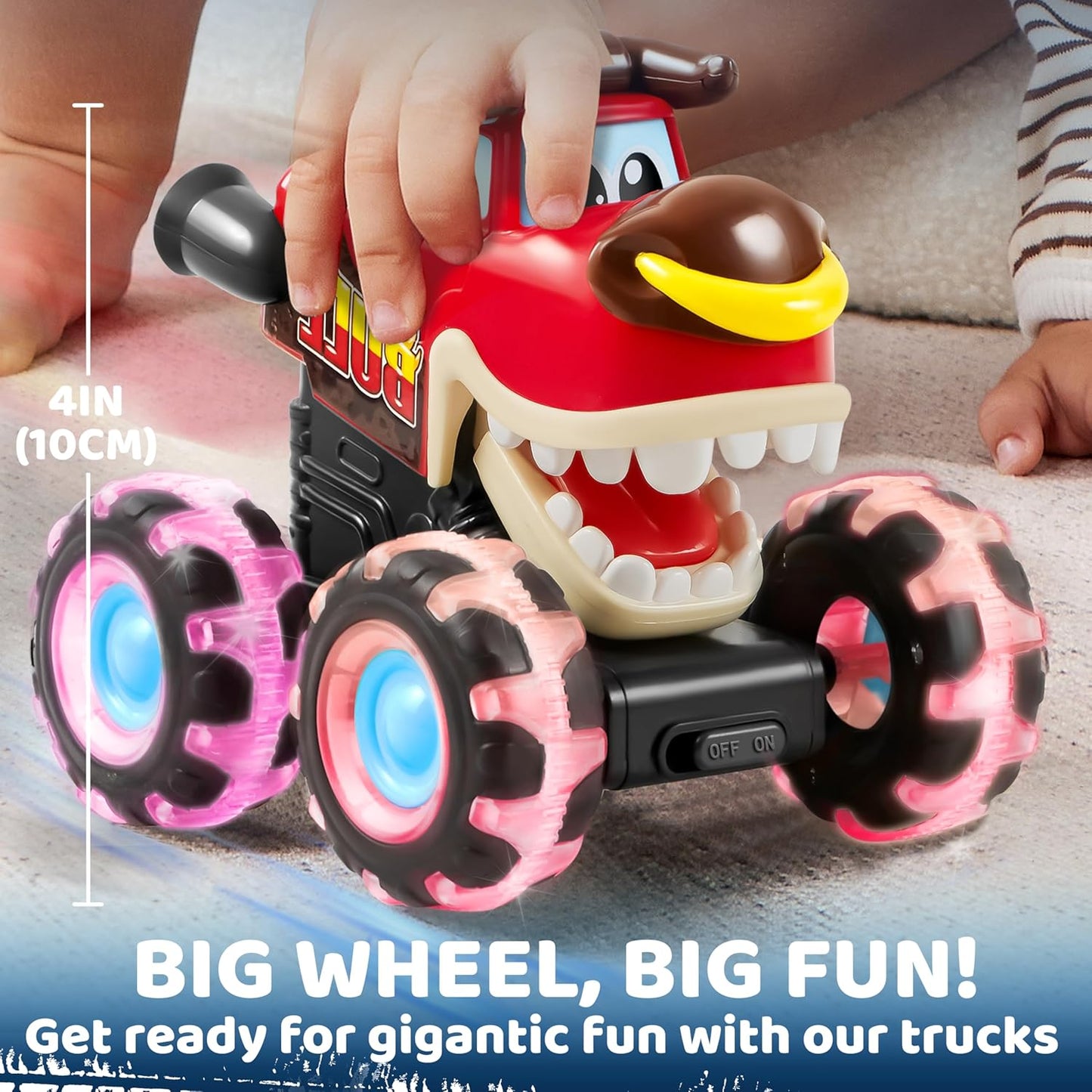 ⏰ LAST DAY 60% OFF 💥 3 Pack Monster Truck Toy - Motion Activated Light Up Cars for Toddlers - Monster Glow Rover LED Wheels - Baby Boy Toys - Press and Go Dinosaur Trucks for Kids Boys Birthday Gifts for Christmas