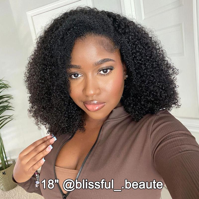 Sale Happening Now:70%OFF[3 In 1 Half Wig]  Afro Curly Wear  Half Wig 180% 250% Density Upgrade With Drawstring Cap Invisible Hairline Human Hair Wigs